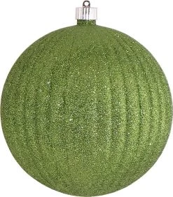 200MM Lime Green Shatterproof Ripple Glitter Ball Ornament
