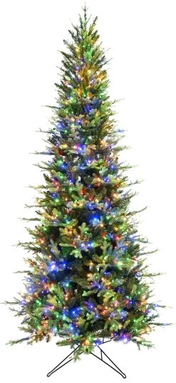 7.5' Manchester Spruce Power Pole Artificial Christmas Tree With Color-Changing LED Lights