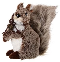 7" Furry Squirrel With Leather Bow & Bell Ornament 7 7" Furry Squirrel With Leather Bow & Bell Ornament -Outdoor Garden Living 989269