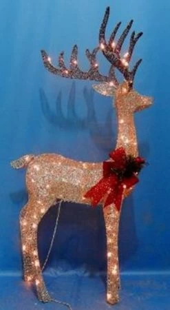 Pre-Lit Sisal Reindeer Sculpture -Outdoor Garden Living 989554 2