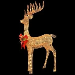 Pre-Lit Sisal Reindeer Sculpture -Outdoor Garden Living 989554 4