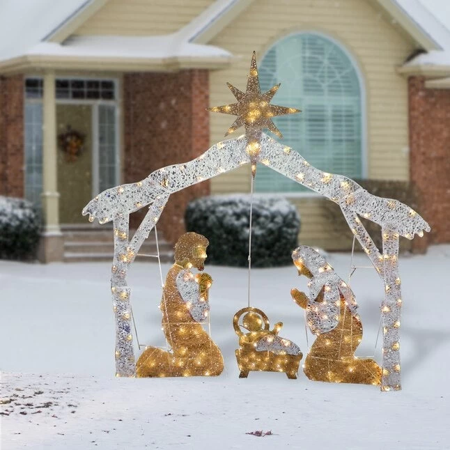 Pre-Lit Nativity Scene Outdoor Arch Decoration 3 Pre-Lit Nativity Scene Outdoor Arch Decoration