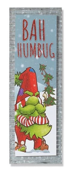 23.6" Wood & Galvanized Metal Gnome Design Wall Décor With Glitter Accent