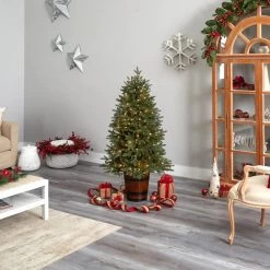 5' Bedford Spruce Pre-Lit Potted Artificial Tree -Outdoor Garden Living 991016 3