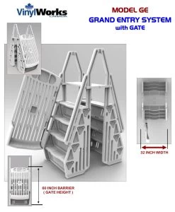 Grand Entry Double Step Pool Entry System With Gate 13 Grand Entry Double Step Pool Entry System With Gate -Outdoor Garden Living 991464 5
