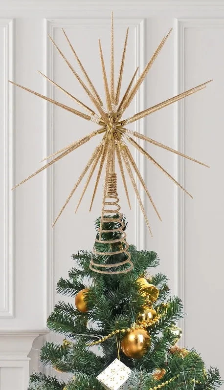 16" Champagne Gold Starburst Foldable Tree Topper 4 16" Champagne Gold Starburst Foldable Tree Topper - Image 2