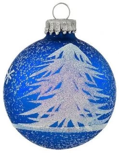 Set Of 4 Feathery Tree Glass Ornaments (Aqua/Blue) -Outdoor Garden Living 991778 4
