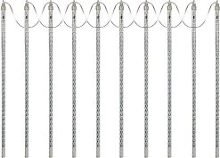 Set Of 10 Hanging Icicle Lights With Chasing Warm White LED Lights 15 Set Of 10 Hanging Icicle Lights With Chasing Warm White LED Lights -Outdoor Garden Living 992455 2