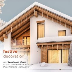 Set Of 10 Hanging Icicle Lights With Chasing Warm White LED Lights 12 Set Of 10 Hanging Icicle Lights With Chasing Warm White LED Lights -Outdoor Garden Living 992455 6