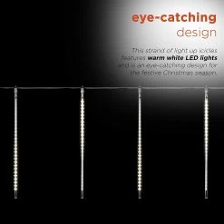 Set Of 10 Hanging Icicle Lights With Chasing Warm White LED Lights 13 Set Of 10 Hanging Icicle Lights With Chasing Warm White LED Lights -Outdoor Garden Living 992455 7