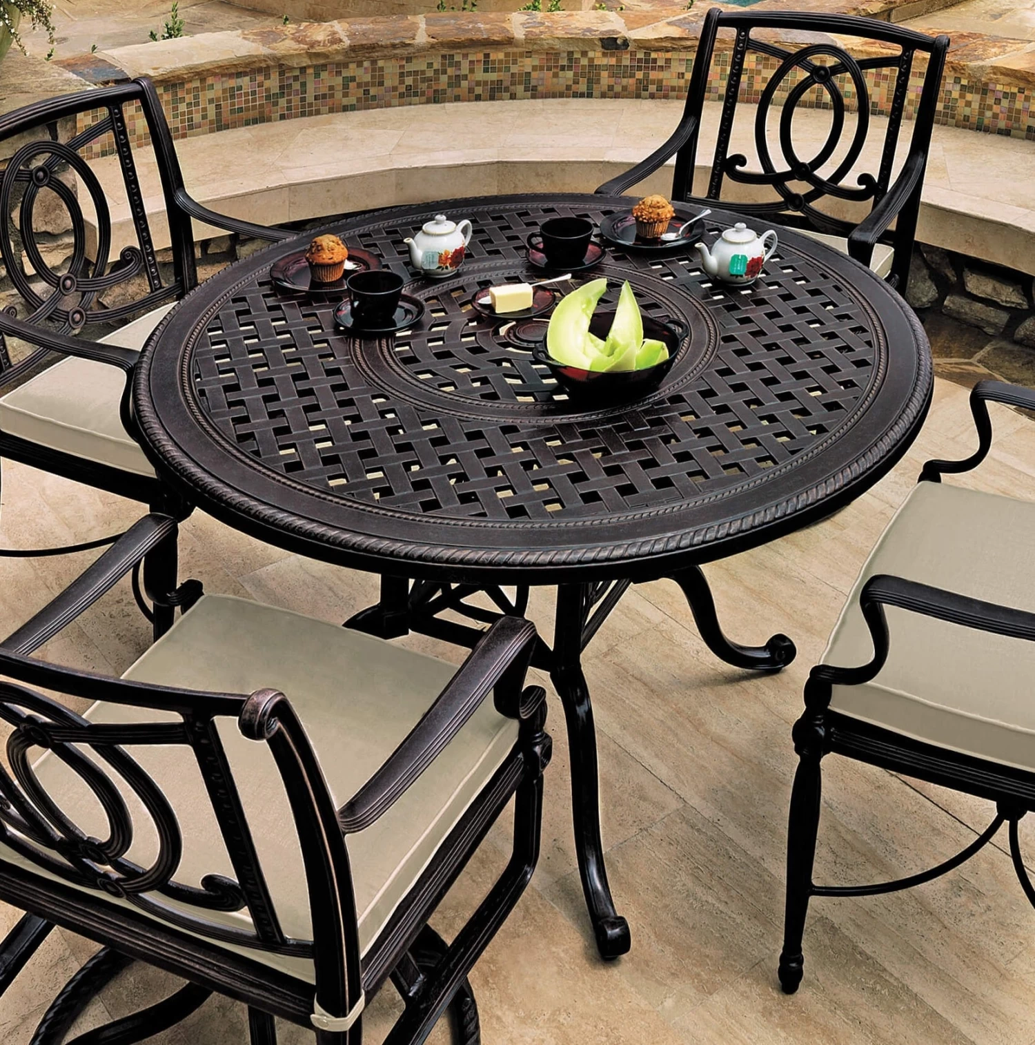 GES Bel Air Cast Aluminum Cushioned Patio Dining Sets 7 GES Bel Air Cast Aluminum Cushioned Patio Dining Sets - Image 5