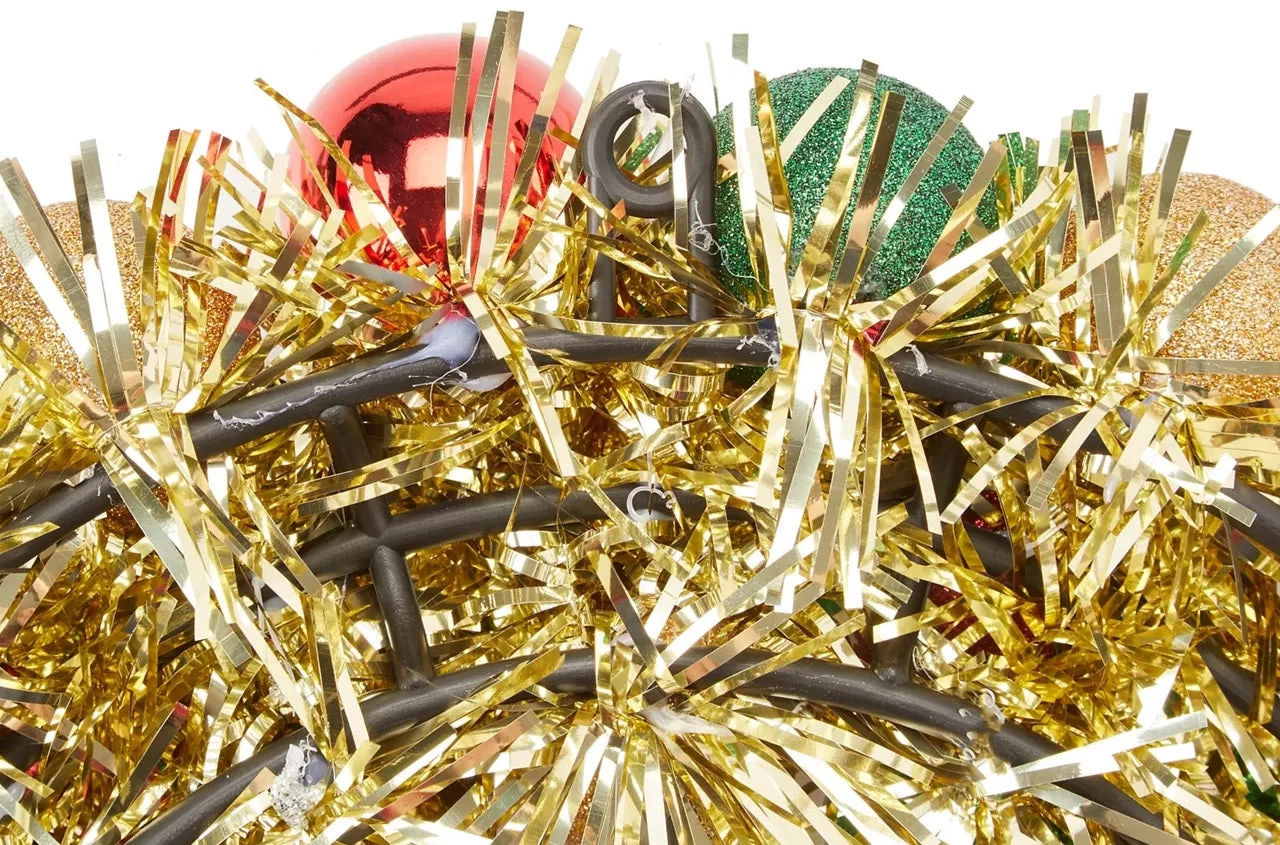 16" Red, Green & Gold Shatterproof Ornament Wreath 4 16" Red, Green & Gold Shatterproof Ornament Wreath - Image 2