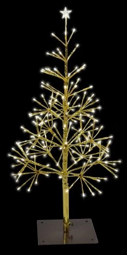 2.5' Shimmering Gold Tree With Warm White Twinkle LED Lights