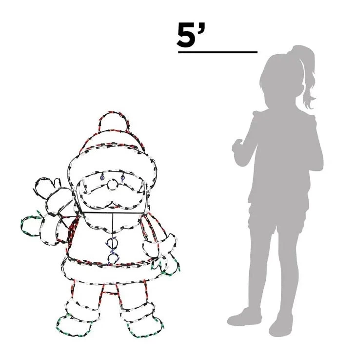 48" LED Animation Waving Santa Yard Decoration With Durable Steel Frame 7 48" LED Animation Waving Santa Yard Decoration With Durable Steel Frame - Image 5