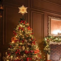 9.25" Pre-Lit Glitter Snowflake Tree Topper 7 9.25" Pre-Lit Glitter Snowflake Tree Topper -Outdoor Garden Living 992712 2