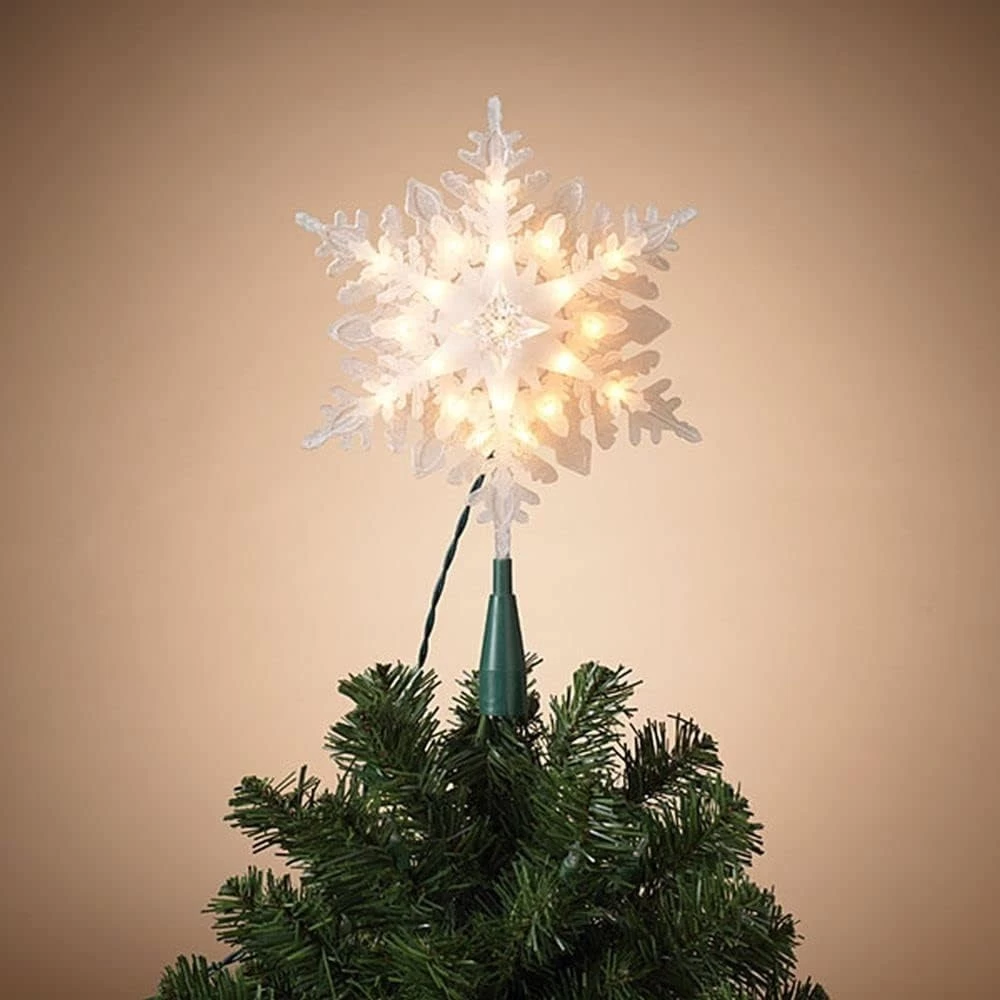 9.25" Pre-Lit Glitter Snowflake Tree Topper 3 9.25" Pre-Lit Glitter Snowflake Tree Topper