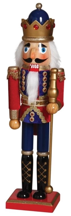 15" Red & Blue Wooden Decorative Nutcracker -Outdoor Garden Living 992728 2
