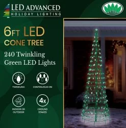 Set Of 2 Wire Cone Trees With Green Twinkling LED Lights -Outdoor Garden Living 992790 2310e7fb 6a22 40cf 8c4e 012d45edac6c