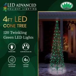Set Of 2 Wire Cone Trees With Green Twinkling LED Lights -Outdoor Garden Living 992791 8ce25338 9a97 4bf6 8d7f d0f34c4331cb