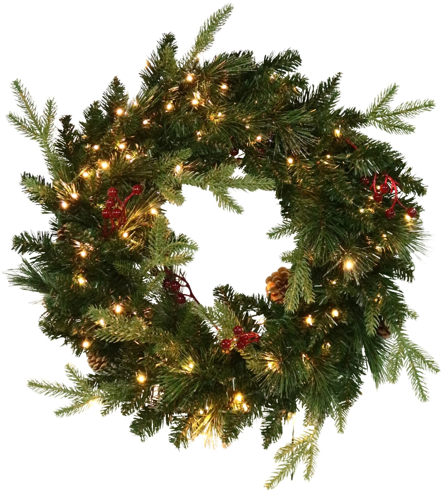 24" Norfolk Pine Wreath With 80 Battery-Operated Starry Lights 4 24" Norfolk Pine Wreath With 80 Battery-Operated Starry Lights - Image 2