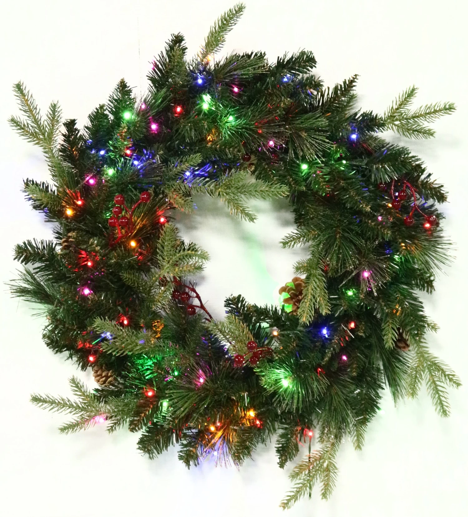 24" Norfolk Pine Wreath With 80 Battery-Operated Starry Lights 6 24" Norfolk Pine Wreath With 80 Battery-Operated Starry Lights - Image 4