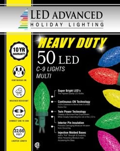 Set Of 50 Heavy Duty LED C9 Lights -Outdoor Garden Living 992989