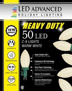 Set Of 50 Heavy Duty LED C9 Lights -Outdoor Garden Living 992990
