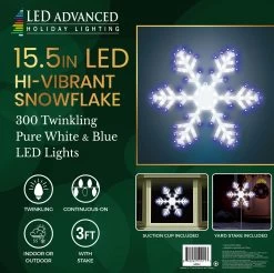 15.5" LED Hi-Vibrant Twinkling Snowflake Decoration