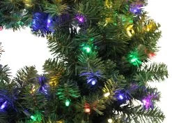 30" Tiffany Christmas Wreath Pre-Lit With 100 Multi-Colored LED Lights -Outdoor Garden Living 993078 2