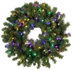 30" Tiffany Christmas Wreath Pre-Lit With 100 Multi-Colored LED Lights