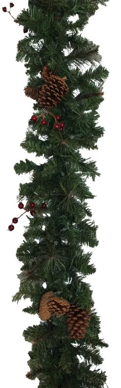 9' Pre-Lit Verona Garland With Pine Cones And Berries 7 9' Pre-Lit Verona Garland With Pine Cones And Berries -Outdoor Garden Living 993082