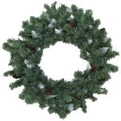 30" Pre-Lit Montana Wreath With White Tips And Pine Cones -Outdoor Garden Living 993122 2