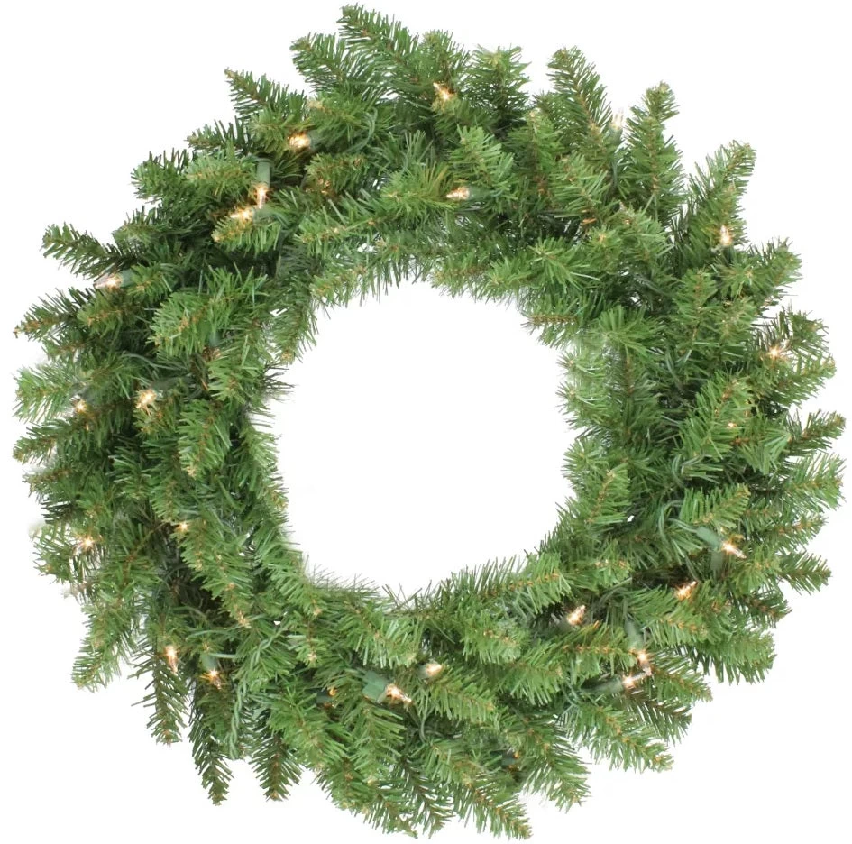 24" Canadian Pine Pre-Lit Artificial Christmas Wreath 4 24" Canadian Pine Pre-Lit Artificial Christmas Wreath - Image 2
