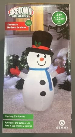 4' Airblown® Smiling Snowman Inflatable -Outdoor Garden Living 993468 5