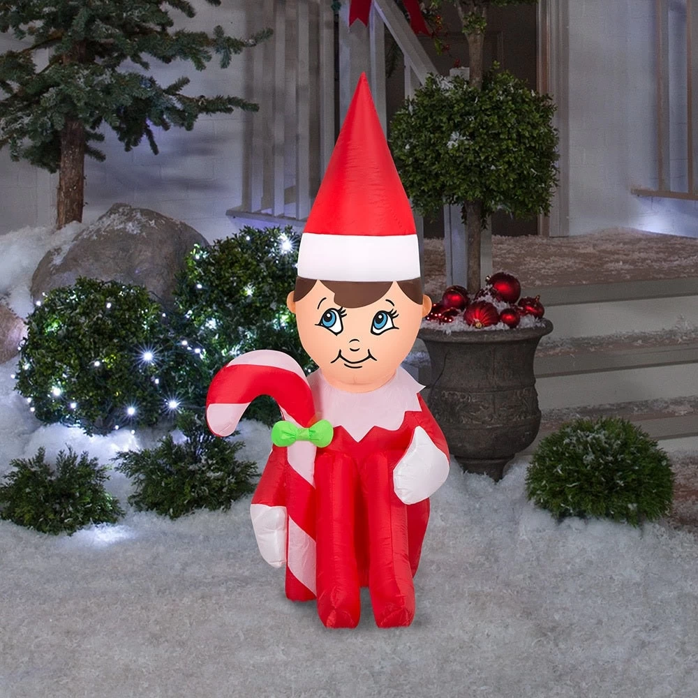 3.5' Airblown® Elf On The Shelf Holding Candy Cane Gemmy Inflatable 3 3.5' Airblown® Elf On The Shelf Holding Candy Cane Gemmy Inflatable