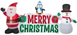 4.4' Airblown® Santa And Merry Christmas Sign Scene Inflatable Christmas Decoration