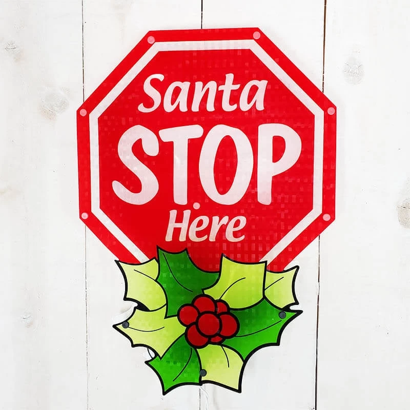 16" Santa Stop Here Shimmer Christmas Wall Art 5 16" Santa Stop Here Shimmer Christmas Wall Art - Image 3