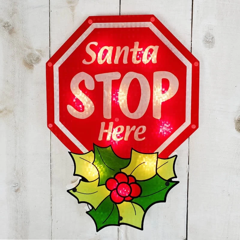 16" Santa Stop Here Shimmer Christmas Wall Art 3 16" Santa Stop Here Shimmer Christmas Wall Art