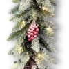9' Pre-Lit Snowy New Balsam Fir Garland With Pine Cones, Berries And Clear Lights 1 9' Pre-Lit Snowy New Balsam Fir Garland With Pine Cones, Berries And Clear Lights -Outdoor Garden Living 994274