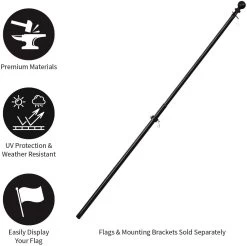 Weather Safe Black Iron Extendable Flag Pole