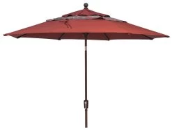 9' Collar Tilt Market Bronze Frame Tuscan Redwood Stripe Canopy Umbrella