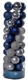 45-Pack Of 60MM Shatterproof Ball Ornaments (Silver/Navy Blue/Mint/Light Blue)