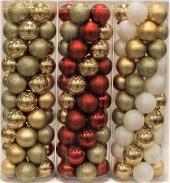45-Pack Of 60MM Shatterproof Ball Ornaments (Gold/Red/White)