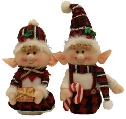 12" Fabric Cheery Elf Ornaments