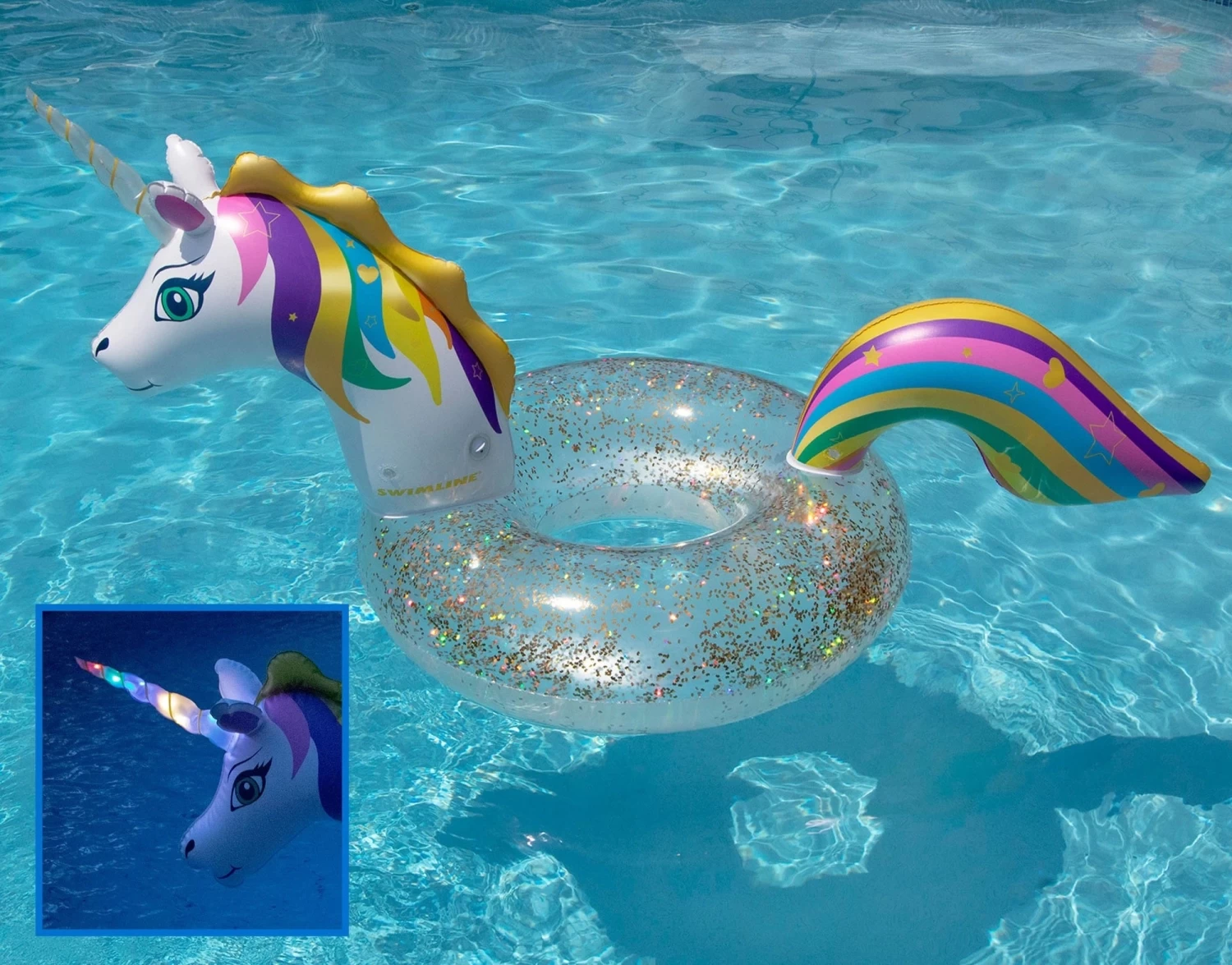 Swimline LED Light Up Inflatable Glitter Unicorn Ring 5 Swimline LED Light Up Inflatable Glitter Unicorn Ring - Image 3