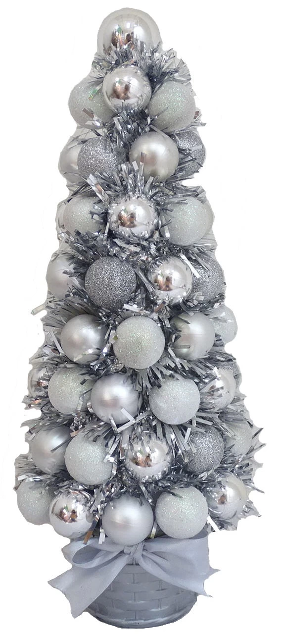 15" Silver Ball Artificial Decorative Tree 3 15" Silver Ball Artificial Decorative Tree