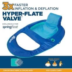 Spring Float Recliner Pool Lounger With Hyper-Flate Valve From SwimWays -Outdoor Garden Living 996771 2