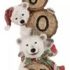 Holiday "Joy" Stacked Polar Bears Resin Figurine