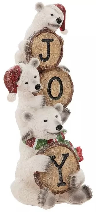 Holiday "Joy" Stacked Polar Bears Resin Figurine 5 Holiday "Joy" Stacked Polar Bears Resin Figurine - Image 3