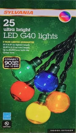 Set Of 25 LED G40 Super Bright Lights -Outdoor Garden Living 997328